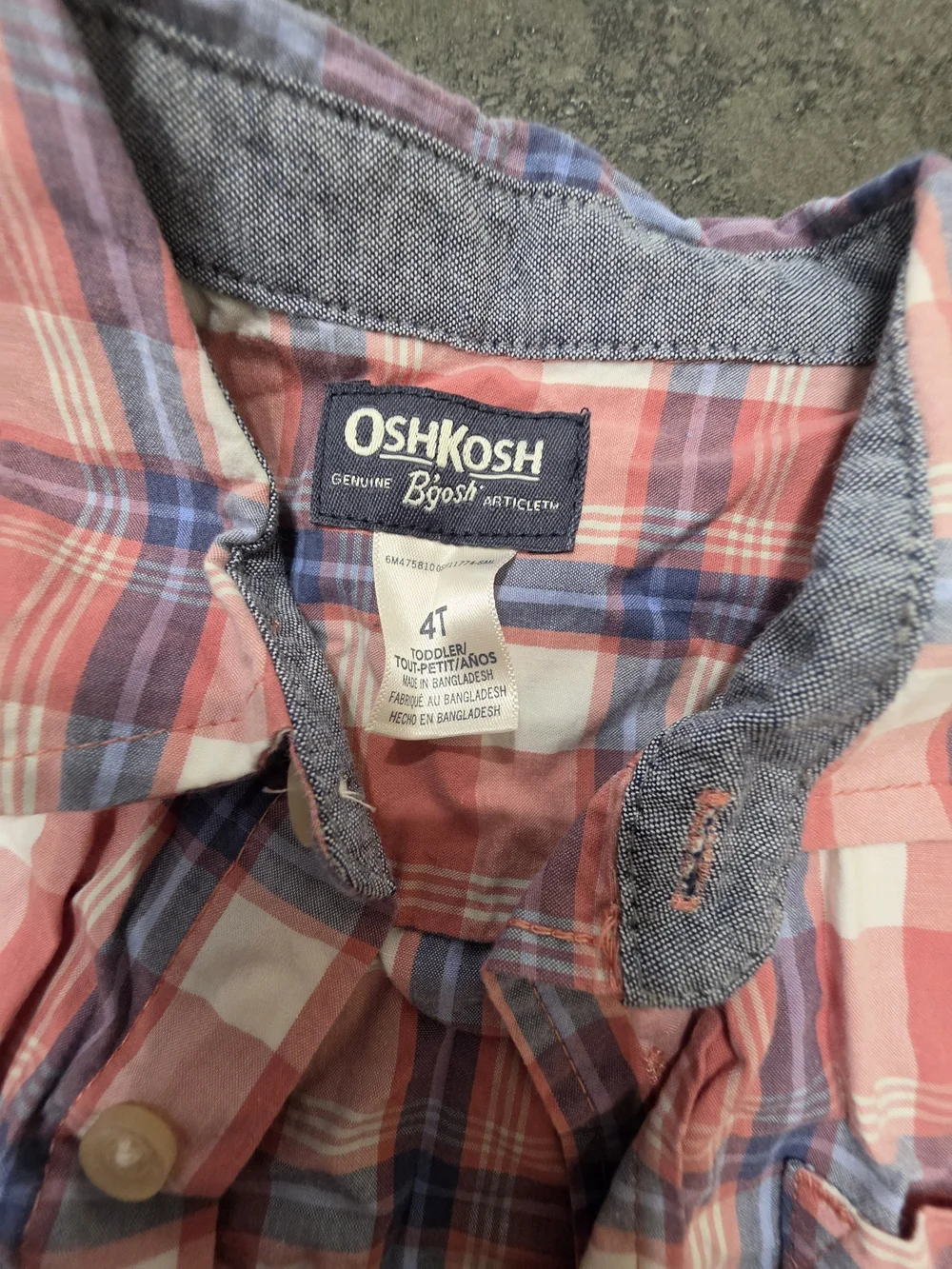 The Children's Place Pink Plaid Button-Down Shirt with Coral Shorts